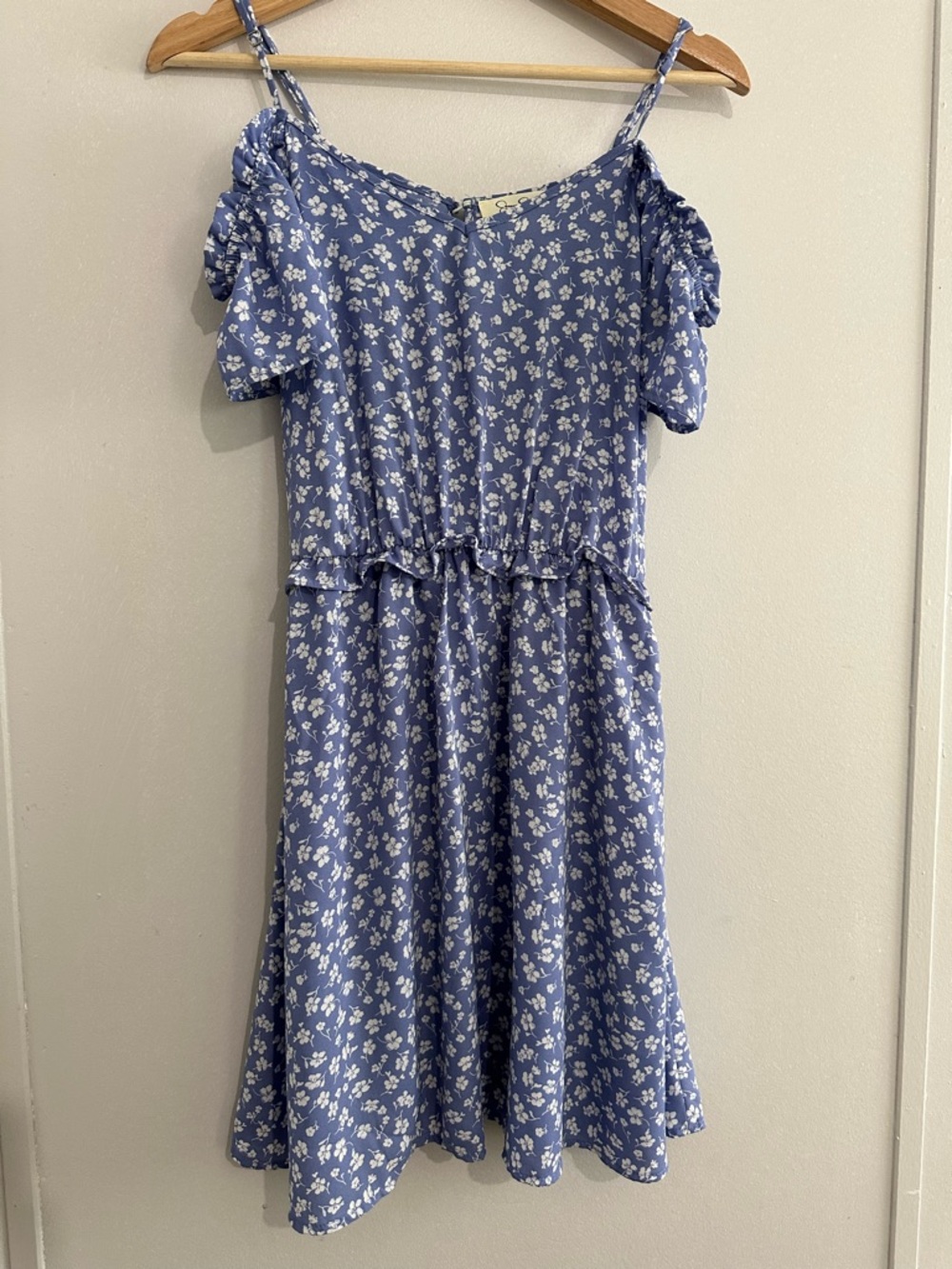 Jessica Simpson Blue Floral Cold-Shoulder Sundress